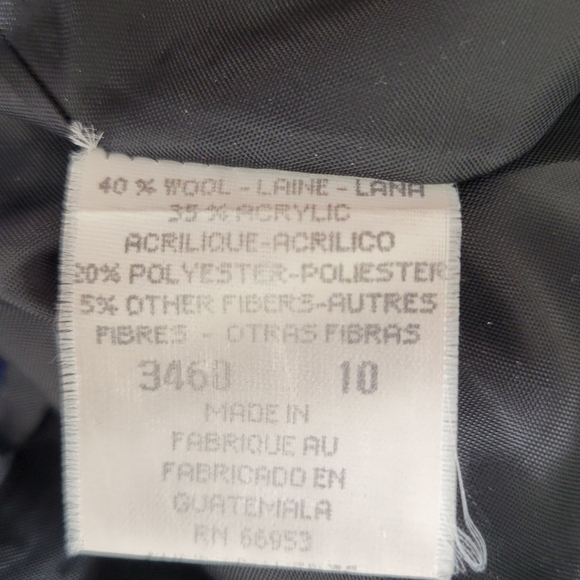 Leslie Fay Blazer Women Size 12 Blue Purple Black Check Pockets Long Wool Blend - Picture 5 of 10